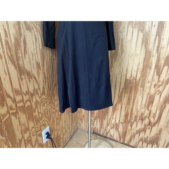 Patagonia Fit Flare Dress Long Sleeve V-Neck Solid Black Large Knit - Picture 2 of 7